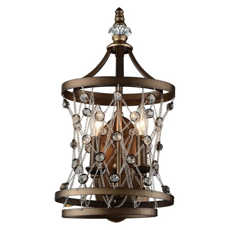 Cwi Lighting 2 Light Wall Sconce With Speckled Bronze Finish 9907W10-2-206